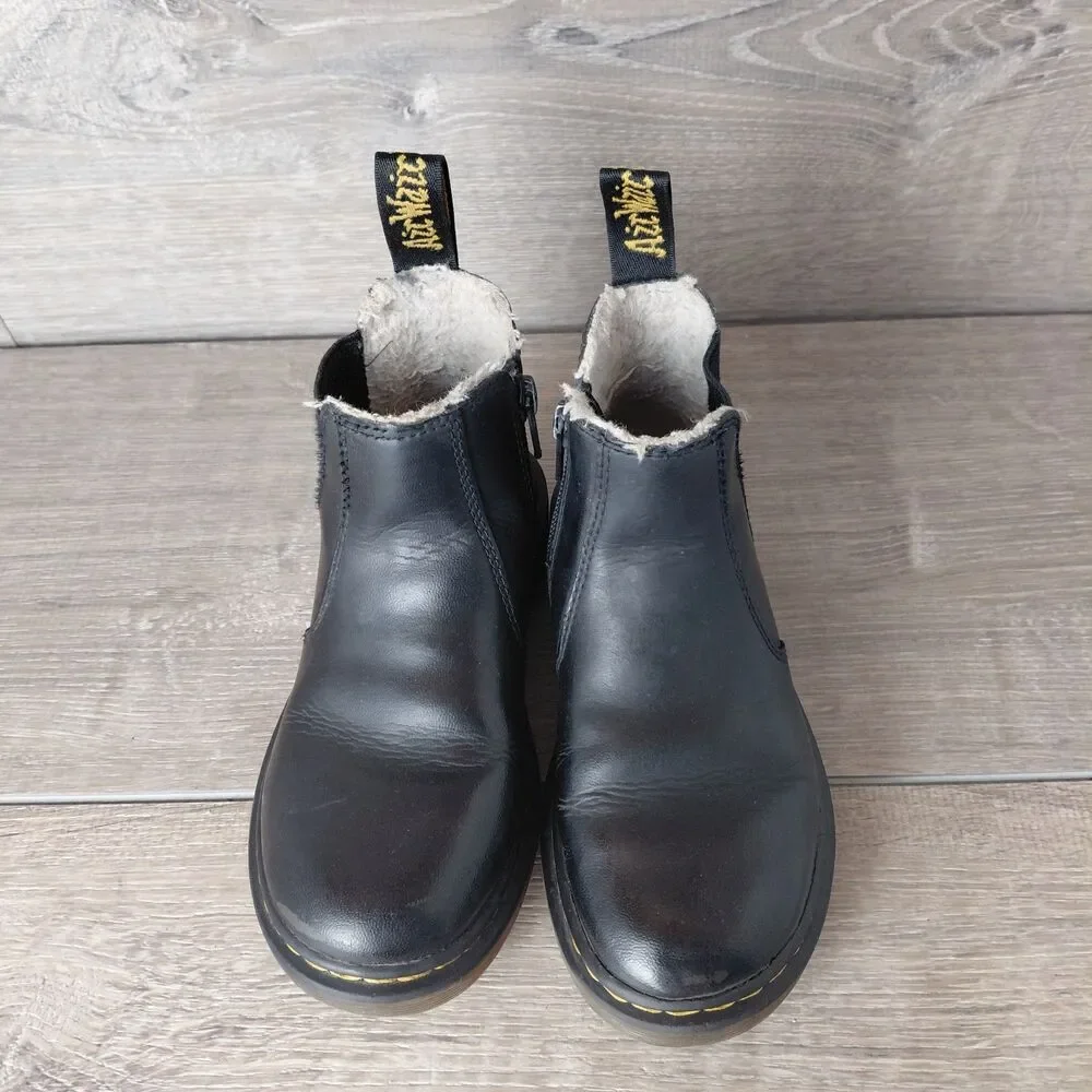 Dr. Martens 2976 Chelsea Boots Kids Size 12 Black Leather Leonore Side Zip Ankle